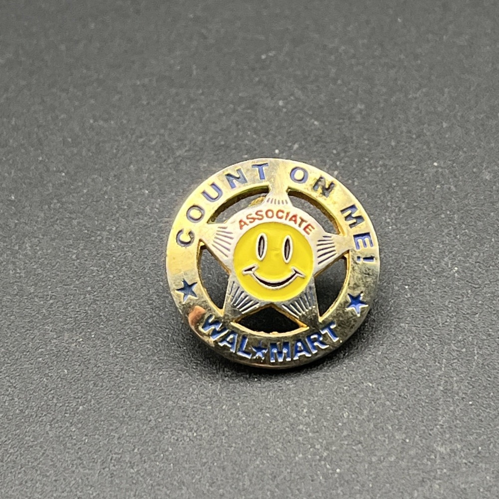 Walmart Count On Me‎ Smiley Mascot Sheriff's Star Badge Lapel Hat Pin